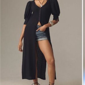 Anthropologie sheer button ribbed tunic size small NWT